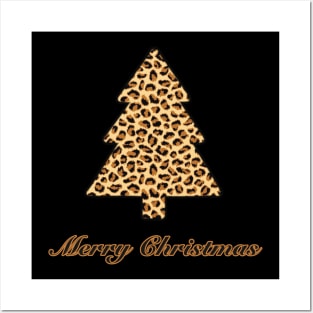 Merry Christmas Tree Leopard Print (Large Design) Posters and Art